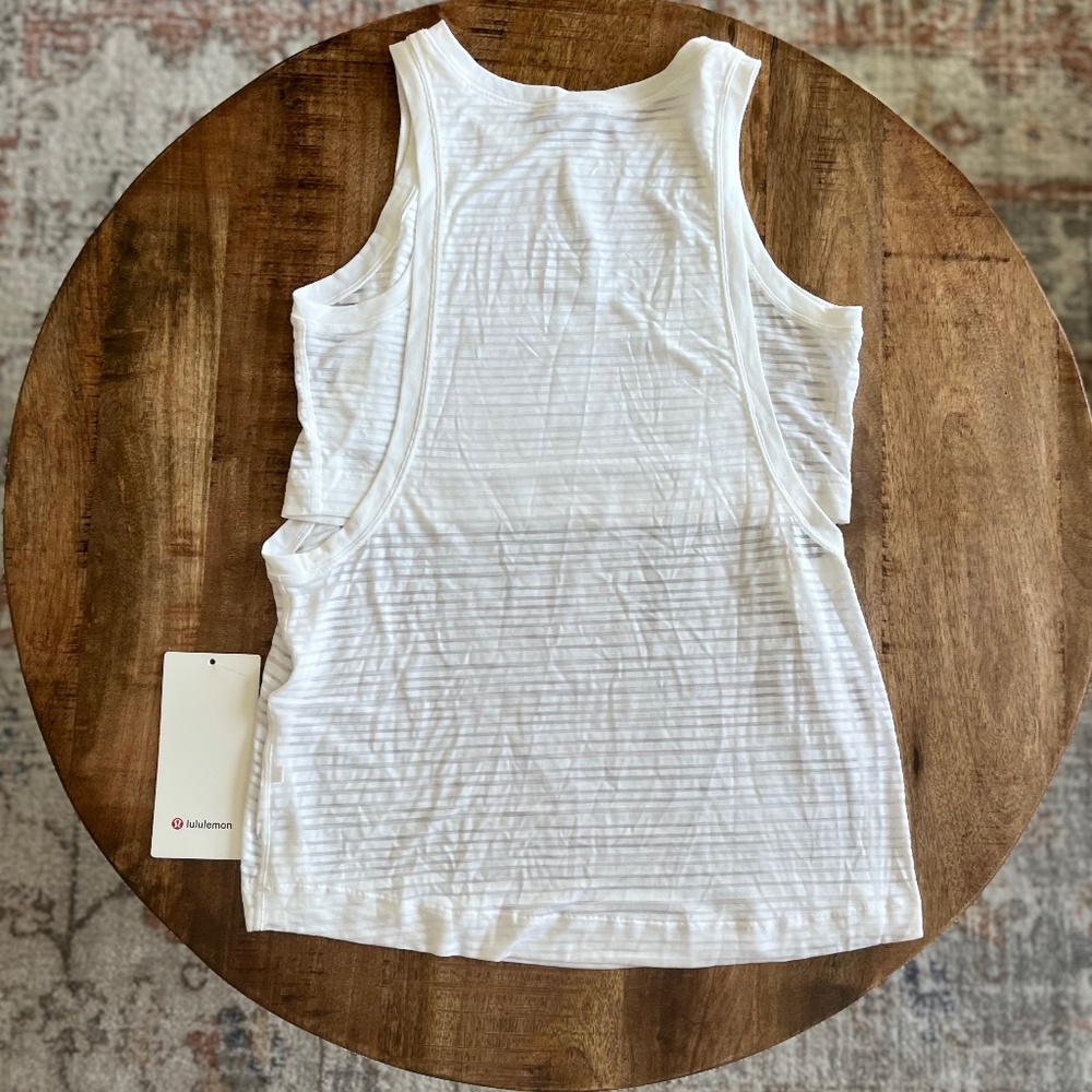 Brand New Lululemon Clear and Present White Muscle Tank Size 4